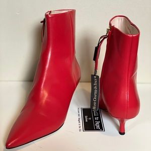 Red Leather Booties